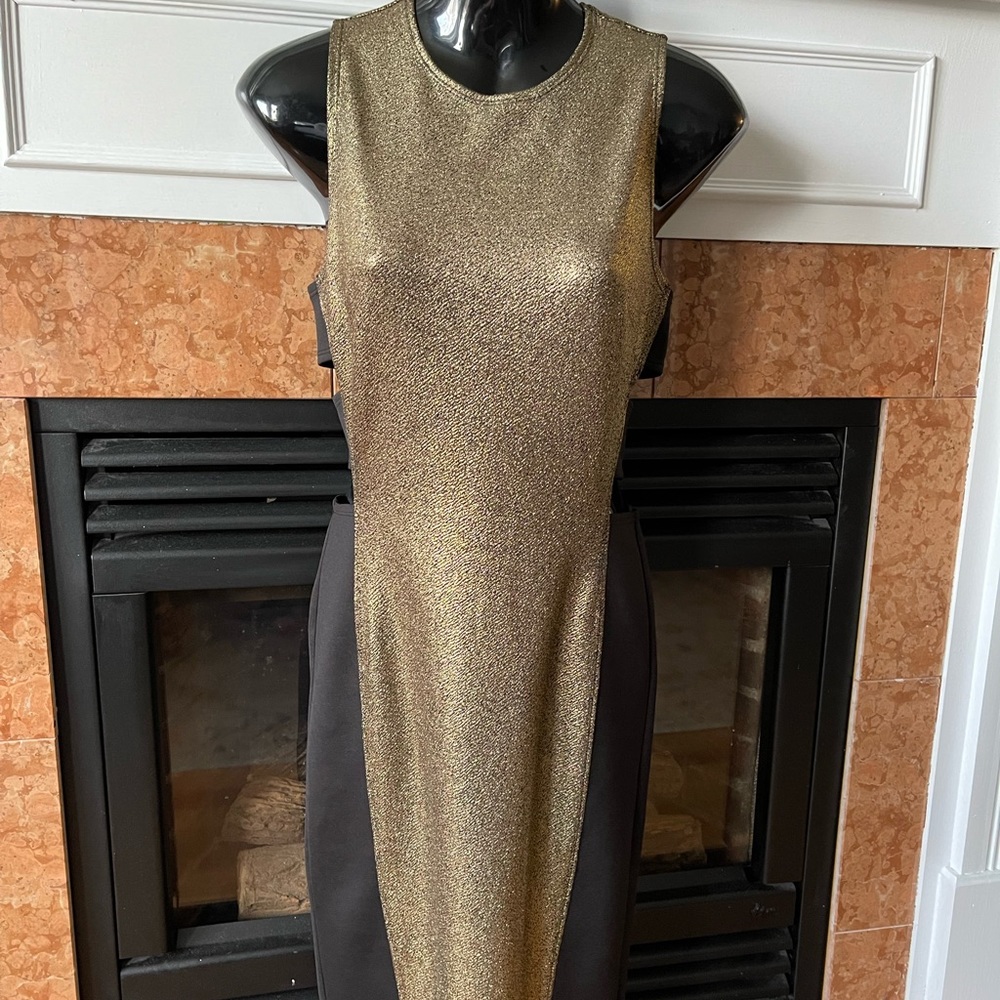 Gold and Black Super Stretch Cut Out Dress